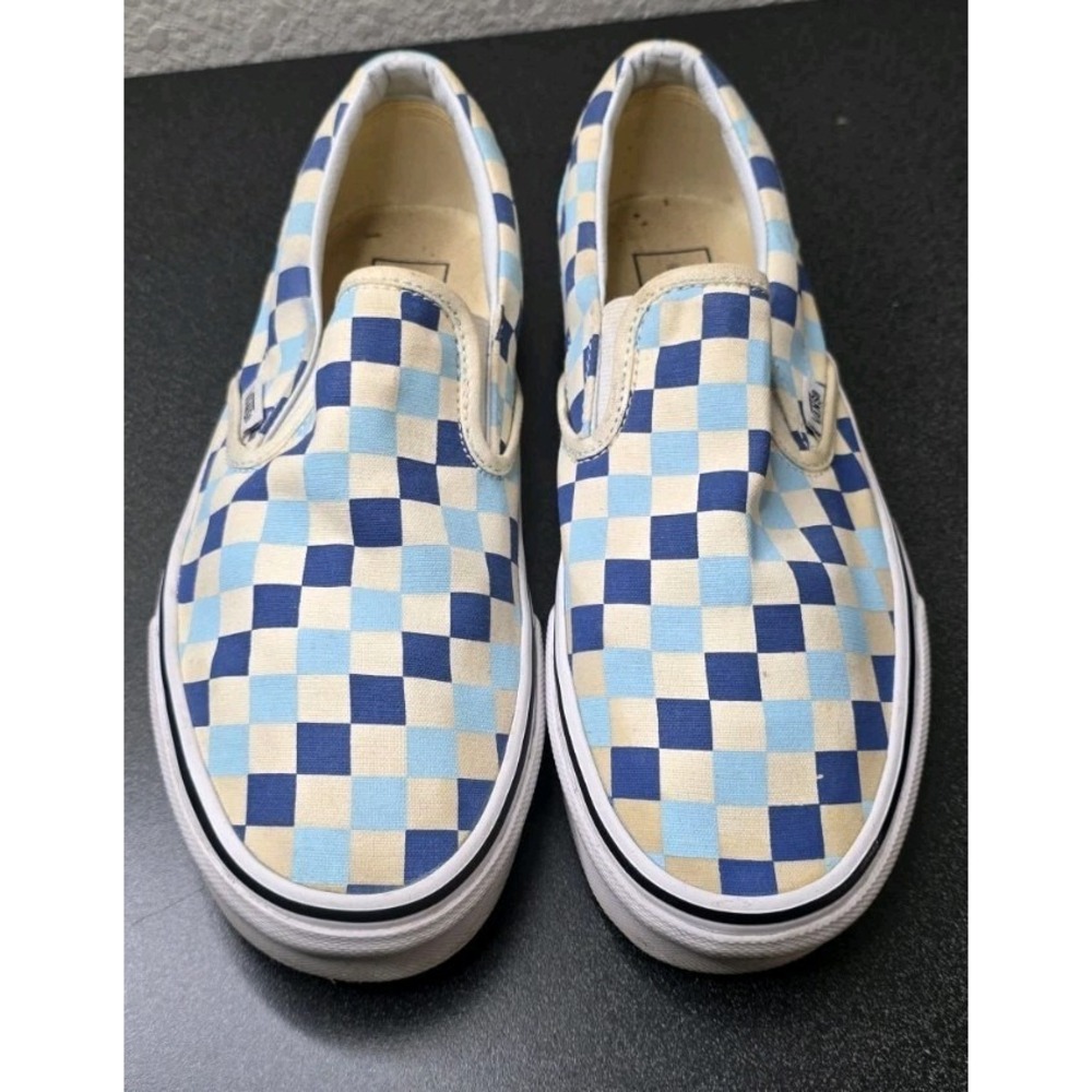 Vans CHECKERBOARD SLIP ON TOPAZ BLUE Sneaker Skate Y2K W8.5 M7 Shoe Retro - Picture 2 of 6